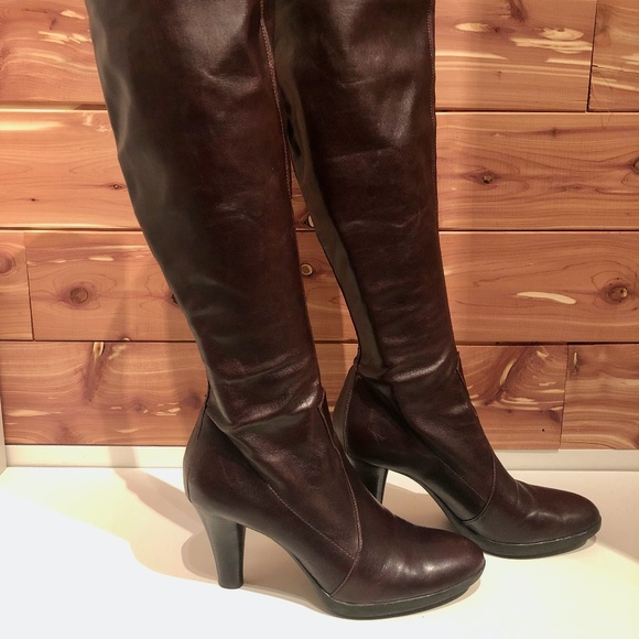 Franco Sarto Shoes - Franco Sarto Tall Brown Stretch Knee High Boots - Size 8